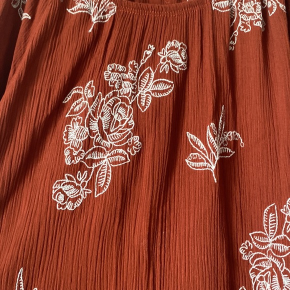 Janette Plus Rust Colored Babydoll Top - Picture 3 of 10